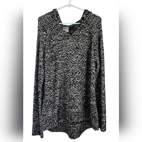 Harley-Davidson Tops - Harley Davidson Size XL Metallic Shimmer Pullover Hooded Sweater Silver Black